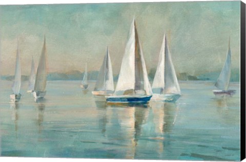 Framed Sailboats at Sunrise Print