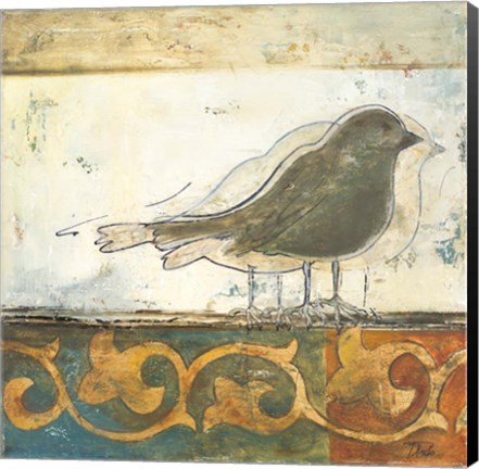 Framed Birds on Damask II Print