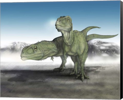 Framed Pair of Giganotosaurus Print