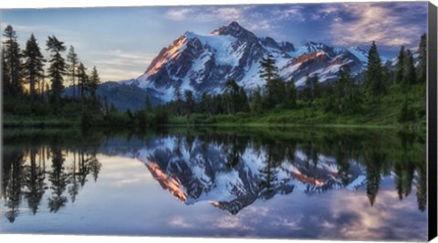 Framed Sunrise On Mount Shuksan Print