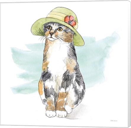 Framed Fancy Cats III Watercolor Print