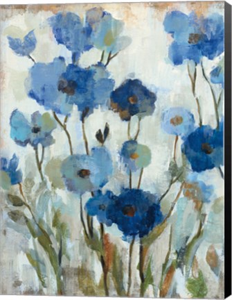 Framed Abstracted Floral in Blue II Print