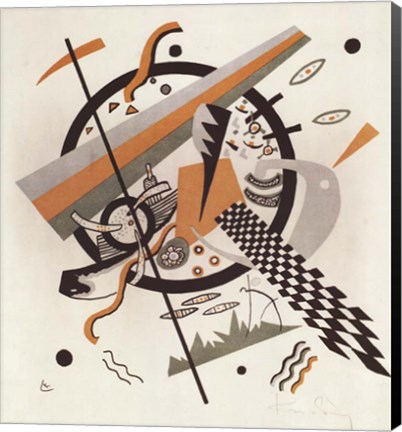 Framed Komposition mit Schachbrettstreifen, 1922 Print