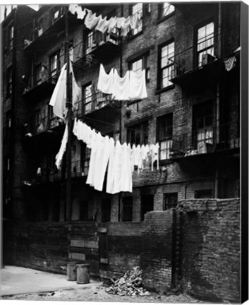 Framed 1930s Tenement Building With Laundry Print