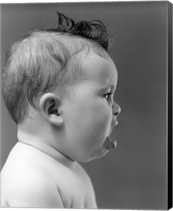 Framed 1940s 1950s Profile Of Baby Head With Mouth Open Print