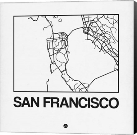 Framed White Map of San Francisco Print