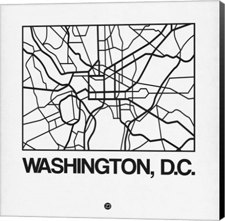 Framed White Map of Washington, D.C. Print