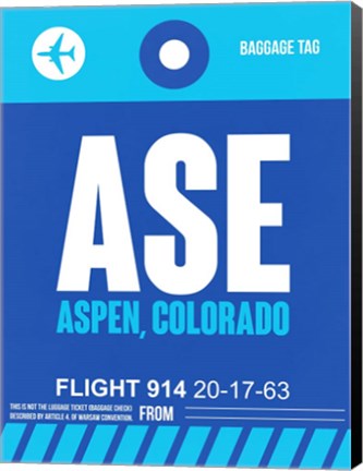 Framed ASE Aspen Luggage Tag II Print