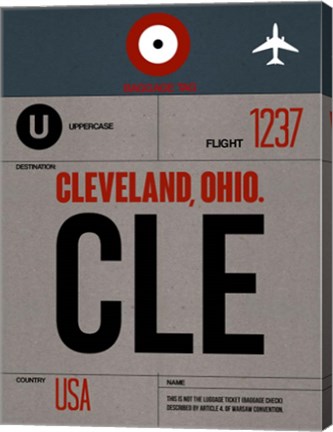 Framed CLE Cleveland Luggage Tag I Print