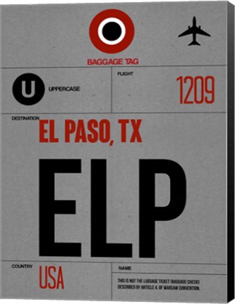 Framed ELP El Paso Luggage Tag I Print