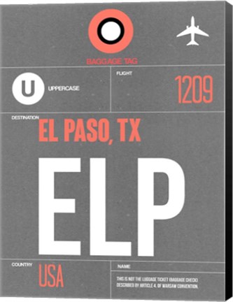 Framed ELP El Paso Luggage Tag II Print