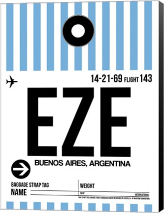 Framed EZE Buenos Aires Luggage Tag I Print