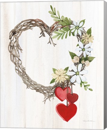 Framed Rustic Valentine Heart Wreath II Print