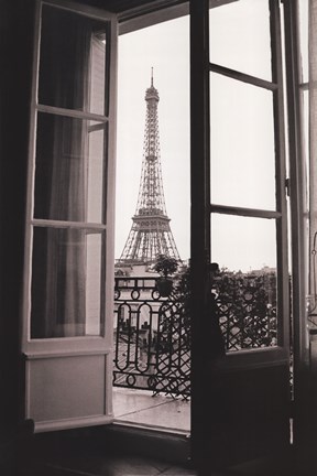 Framed Eiffel Tower through French Doors Print