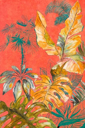 Framed Orange Palm Selva I Print