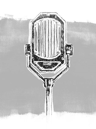 Framed Monochrome Microphone III Print