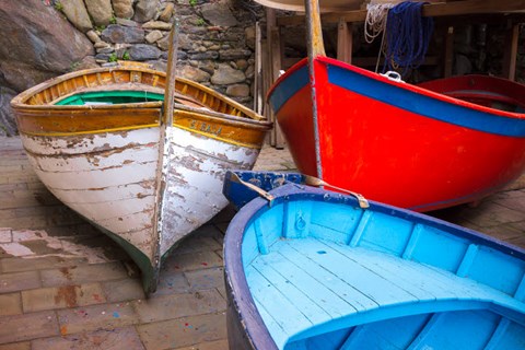 Framed Italy, Riomaggiore Colorful Fishing Boats Print