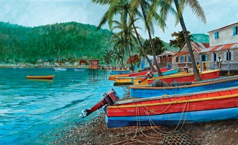 Framed St. Lucia Fishing Fleet Print