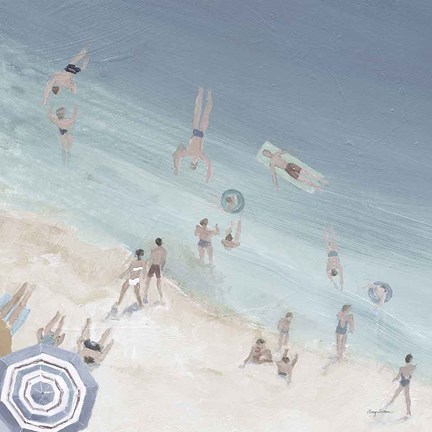 Framed Cool Blue Beach Crop Print