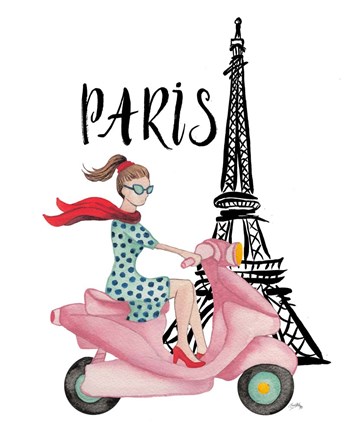 Framed Paris By Moped Print