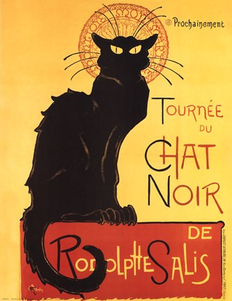 Framed Tournee du Chat Noir (Yellow Background) Print
