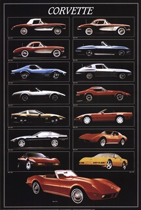 Framed Corvette 15 Models Print