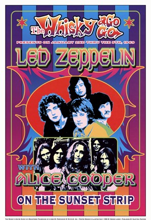 Framed Led Zeppelin, Alice Cooper Print