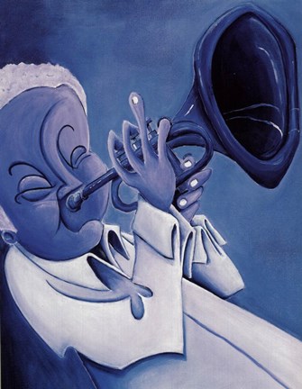 Framed Blue Jazzman I Print