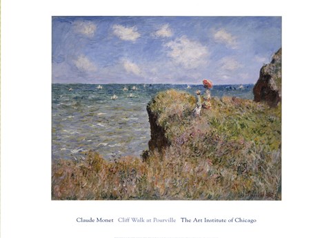 Framed Cliff Walk at Pourville, c.1882 Print