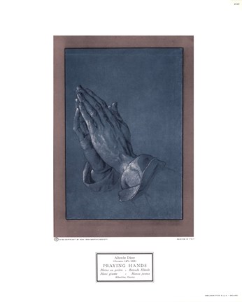 Framed Praying Hands, c.1508 Print