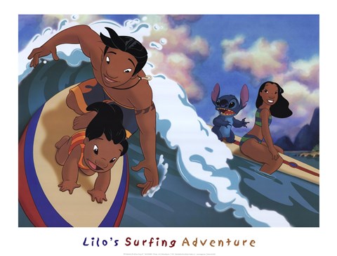 Framed Lilo&#39;s Surfing Adventure Print