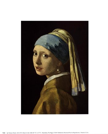 Framed Girl with a Pearl Earring, c.1665 Print