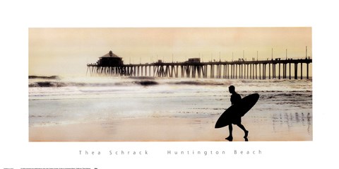 Framed Surfer at Huntington Beach Print