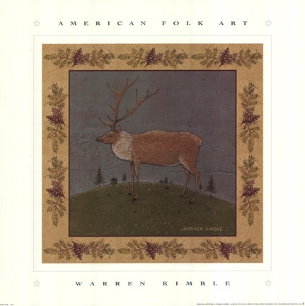 Framed Folk Elk Print