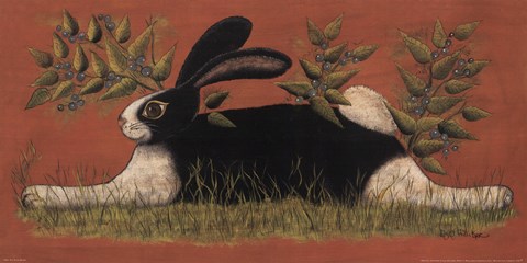 Framed Red Folk Bunny Print