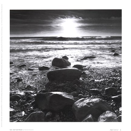 Framed Sun Surf Rocks Print