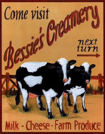 Framed Bessie&#39;s Creamery Print