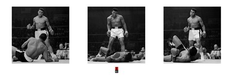 Framed Muhammad Ali - 1965 1st Round Knockout Against Sonny Liston - Triptych Print