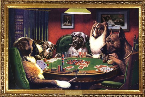 Framed Dogs Playing Poker Print
