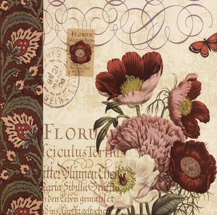 Framed Floral Collage II Print