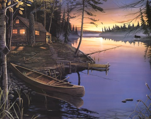 Framed Canoe at the Cabin Print