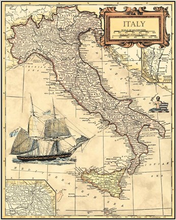Framed Italy Map Print