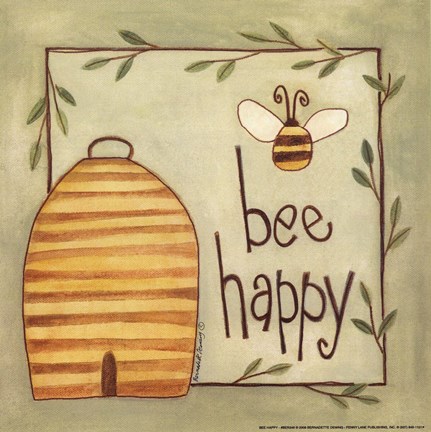 Framed Bee Happy Print