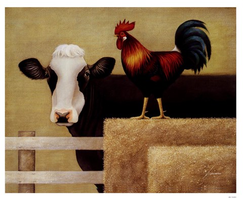 Framed Barnyard Cow Print