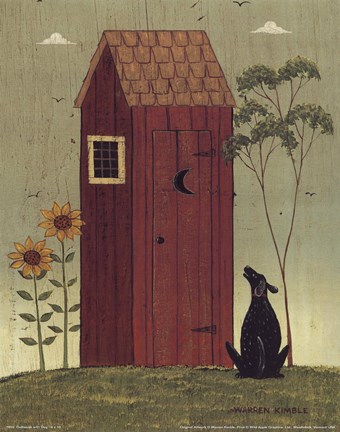Framed Outhouse with Dog Print