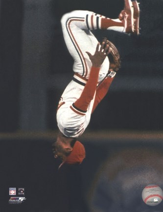 Framed Ozzie Smith Flipping Action Print