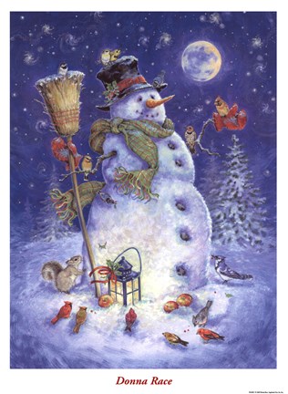 Framed Snowman&#39;s Feathered Fun Print