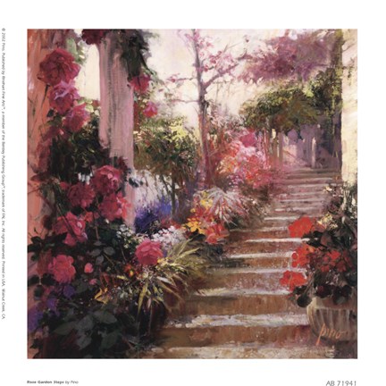 Framed Rose Garden Steps Print