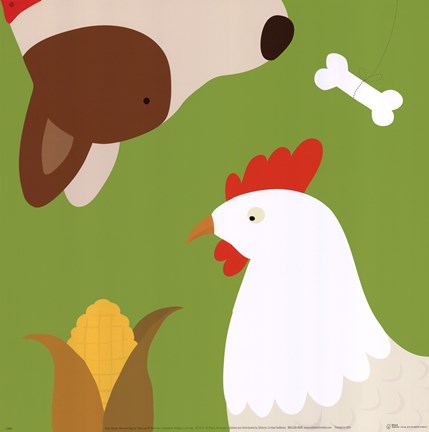 Framed Farm Group: Hen and Dog Print