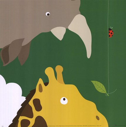Framed Safari Group: Giraffe and Rhino Print